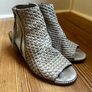 Sam Edelman Cooper woven open toe tan leather bootie SIZE‎ 10